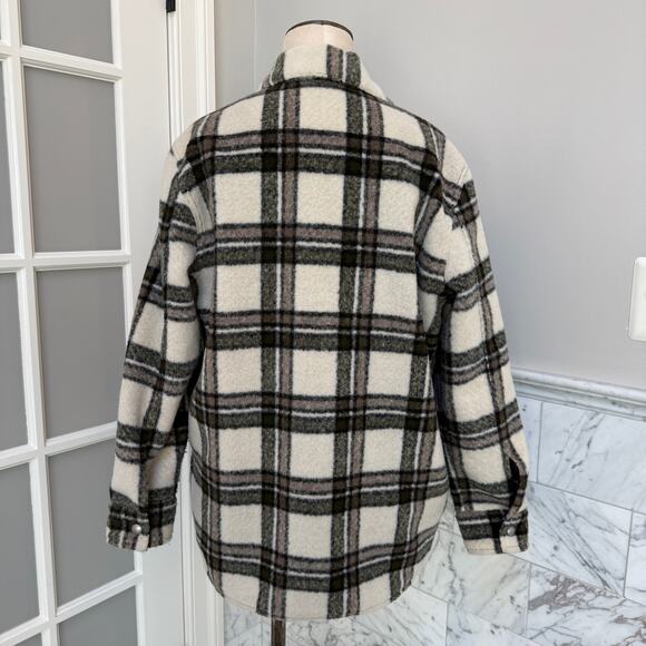 Blank NYC Outsider Plaid Felt Fleece Shaket Oversized Wool Cozy Jacket Small - Picture 2 of 5